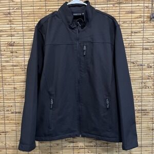 Swiss Tech Jacket Mens XL Black Full Zip Soft Shell Windproof Fleece Lined